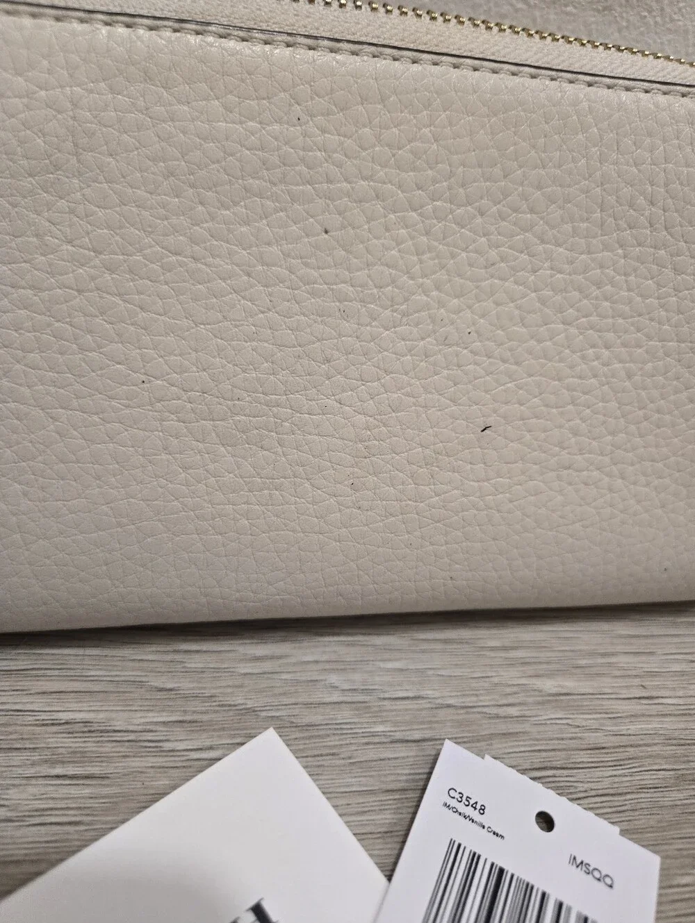 Coach White Leather Zip Wristlet Wallet with Coach Logo
